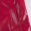 2025 Spring New Women's Fashion Red Bright Leather Long Sleeve Collar Jacket