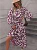 Europe, America, Autumn and Winter New Women's Clothing Leopard Print Lace-up Long-sleeved Pendulum Dress