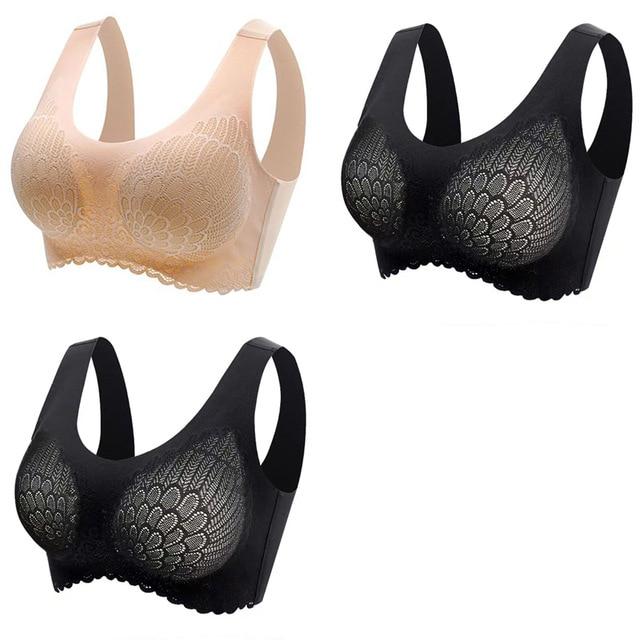 3stk Latex BH Sømløse BH For Kvinner Undertøy BH Push Up Bralette Med Pad Vest Topp BH