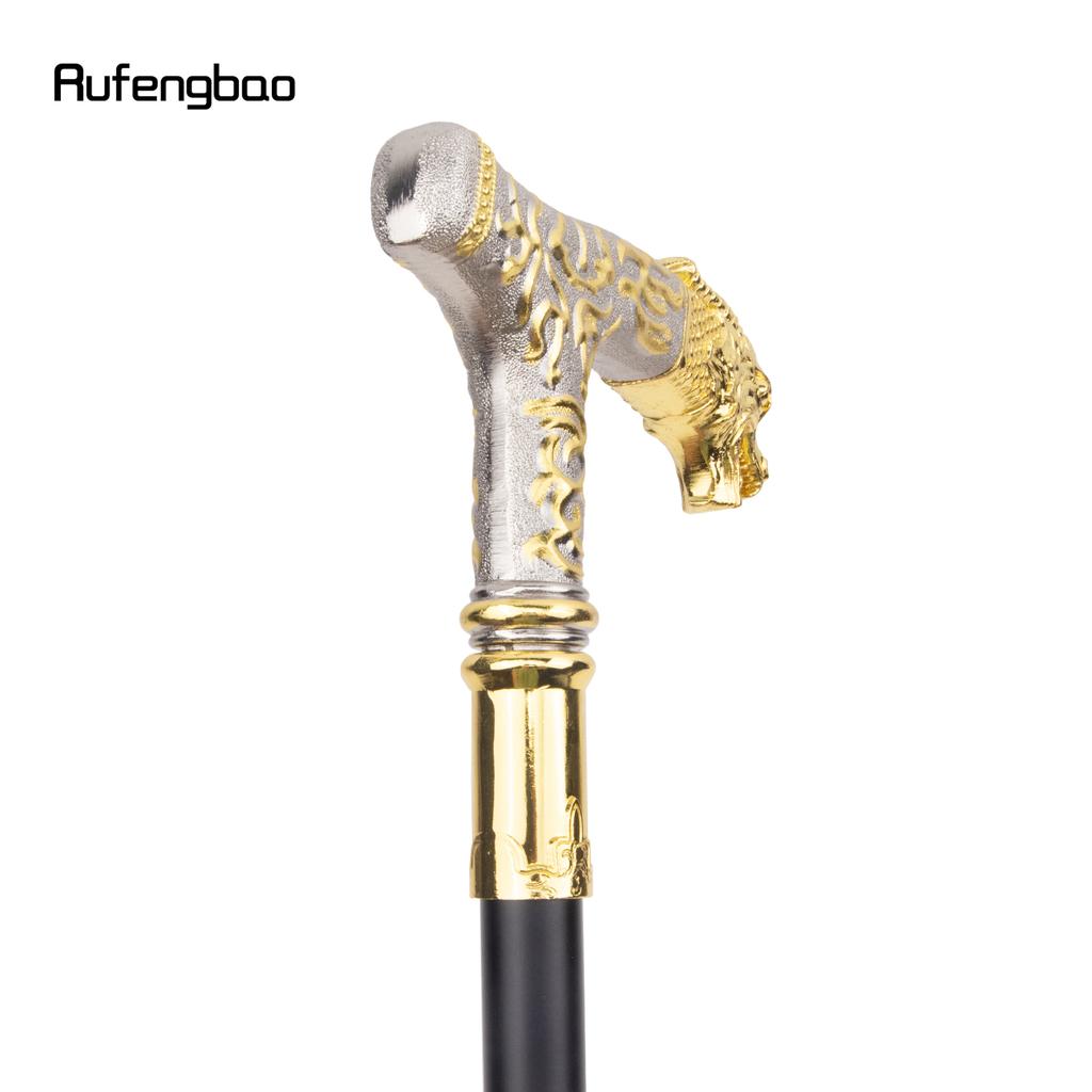 Golden White Dragon Handle Pattern Walking Stick Party Fashion Elegant Walking Stick Decorative Cospaly Cane Knob Crosier 89cm