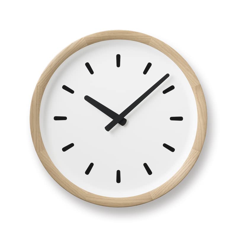 Lemnos Basin Line Analog Wall Clock, Natural Chestnut Wood, PIL23-05 NT