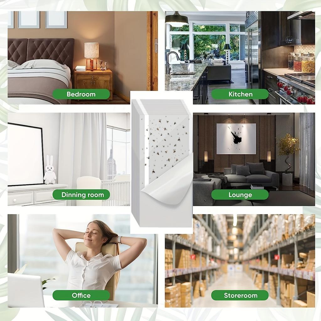 Lot de 10 pièges à mouches pour fenêtre, insectes, punaises, mouches, mouches des fruits, colle adhésive, papier collant, imperméable, application facile, prêt à être jeté, non toxique