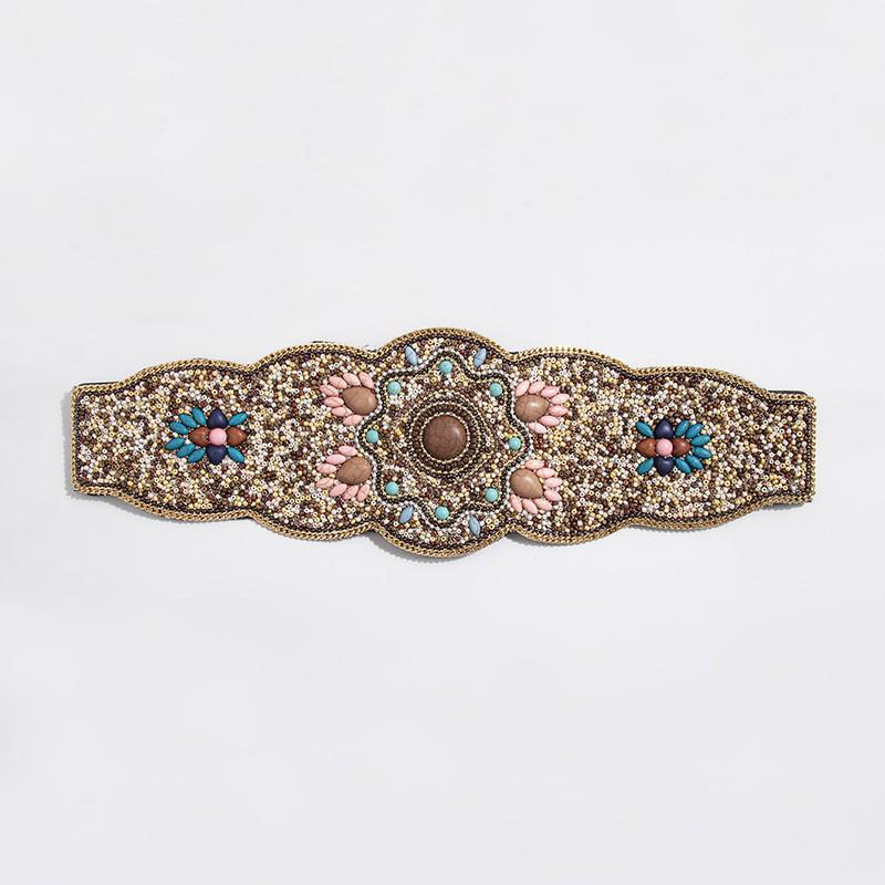 Beaded Bohemian Waist Belt With Firework Design And Elastic Closure For Festivals And Travel