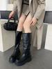 2025 nouveau style britannique semelles épaisses rehaussées grande circonférence de tige deux portés tube moyen et long mais bottes hauteur genou