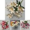 9 Flowers Artificial Stems Pu Material 3d Simulation Lilies Wedding Decor Home
