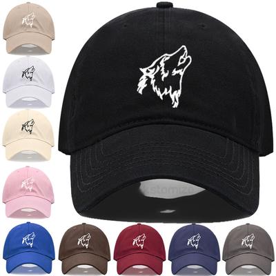 Women's Baseball Cap Men's Washed Cotton Wolf Howl Embroidery Embroidery Dad Hat Sport Golf Caps For Man Sun Hats Dropshipping