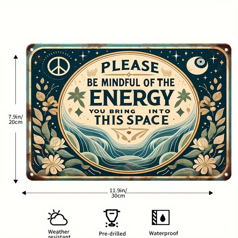 

Vintage Please Bring Energy to This Space Sign (7.9 x 11.9 ) - Perfect for home, cafe, bar, garage and outdoor decoration чёрный