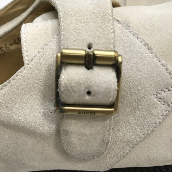 GUCCI monk strap suede leather shoes 45 28-28.5 white beige(USED)