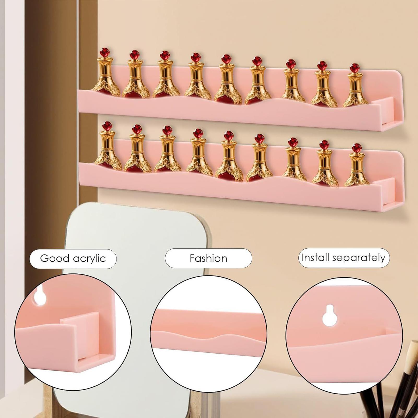 Nail Polish Floating Shelves 6-Pieces Acrylic Floating Nail Polish Wall Mounted Holder For Home Bedrooms Nursery Dorm Apartment China Mainland