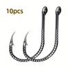 FTK Stainless Steel 10PCS Fishing Hook  Carbon Steel Dragon Scale Barbed Fishing Gear Fishing Accessories