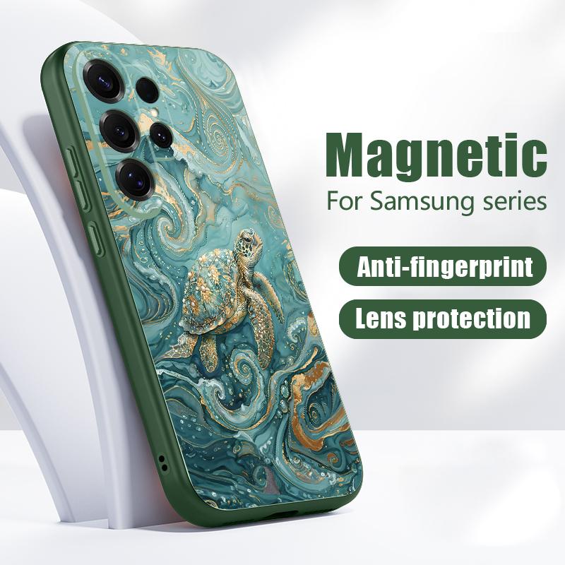 Turtle Fish Print Case For Samsung S26 S25 Ultra S24 S23 FE S22 A15 A16 A17 A35 A36 A37 A54 A55 A56 A57 5G Magnetic For Magsafe Matte Cover