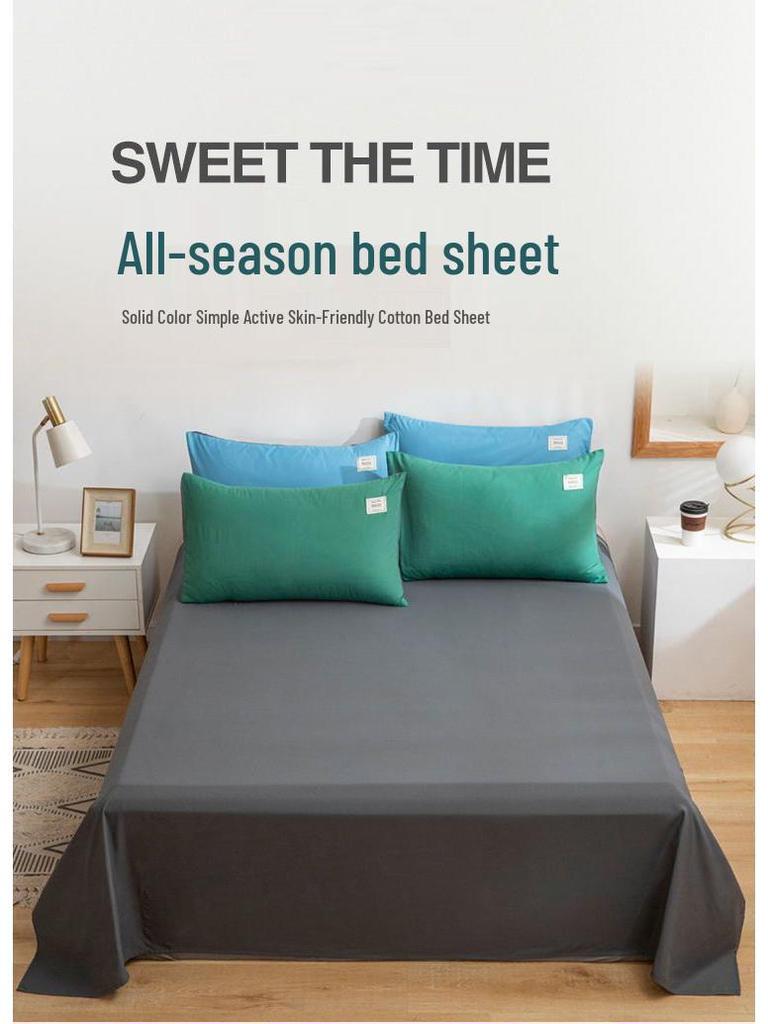 Nordic Style Solid Color Bed Sheet, Single Piece, Student Dormitory, Non-Pilling