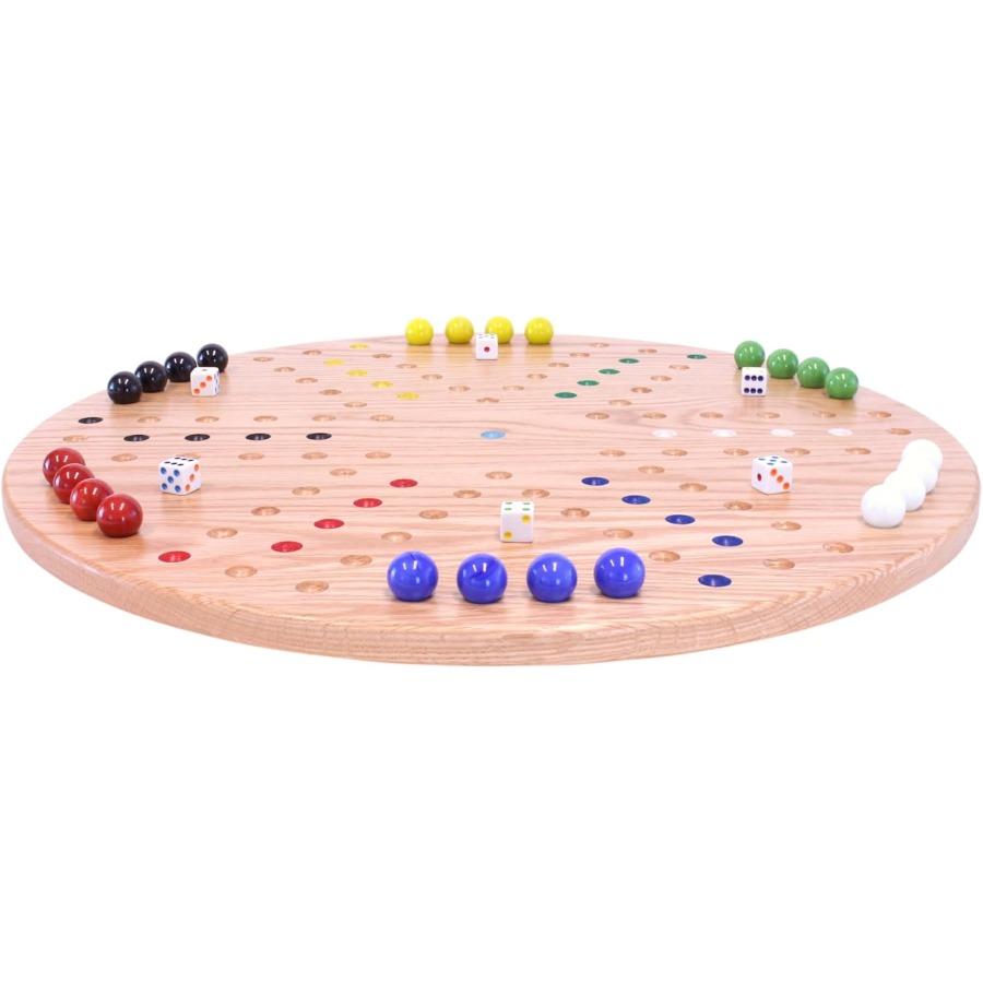Wahoo Plansza do gry w kulki Zestaw Runda 22 Szerokie Kulki do gry Lity Dąb Dwustronny z Dużymi Kulkami 22mm i Kostkami W zestawie Per
