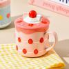 Cream Cake Mug Ceramic Water Cup with Lid Cup Cute Cartoon Girl Good-looking Bestie Birthday Gift