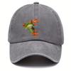 Peeking Frog Red Eye Graphic Baseball Cap Washed Cotton Adjustable Sun Hat Unisex