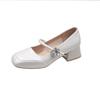 French retro Mary Jane shoes women's 2025 spring and summer new versatile single shoes light mouth silver small leather shoes Doudou shoes