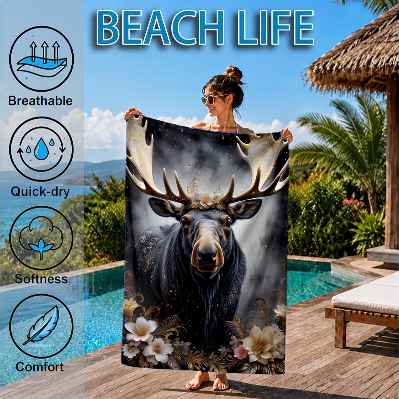 Deer With American Flag Background Beach Towel, Microfiber Beach Towel, Perfect For Pool, Beach, Travel, Home Decor Beach Party Fan Gifts