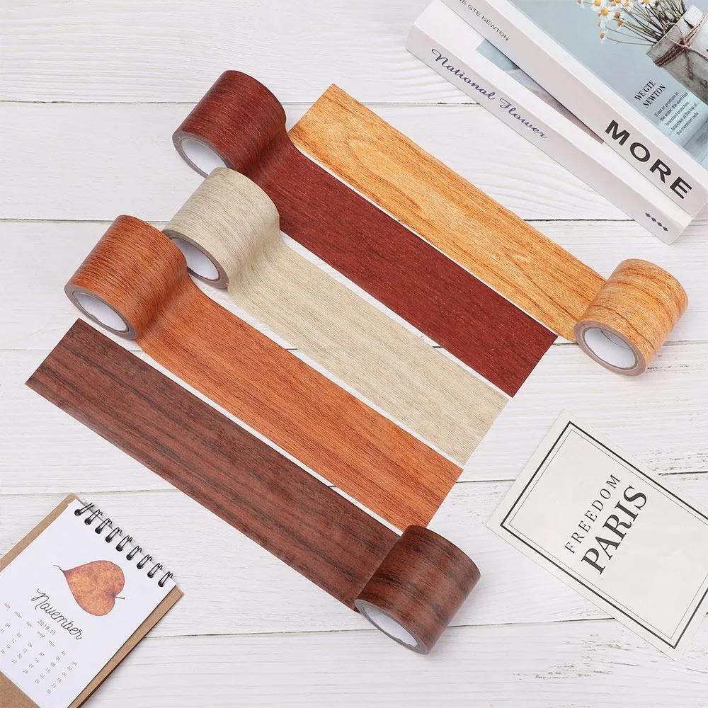 5M/Roll Self-adhesive Floor Repair Sticker Waterproof Wood Grain Door Decals Realistic Skirting Line Home Decoration