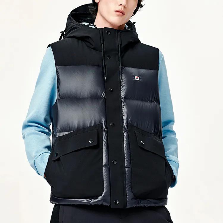 FILA Down Vests Men's Jet Black Hooded (Non-detachable) Moderate Other (Unisex) Down Vests F11M148906F BK