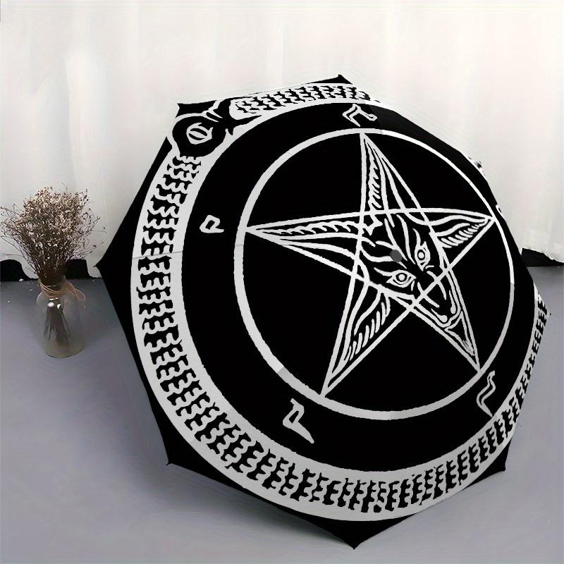 Koszulka z symbolem pentagramu Baphometa Pieczęć Diabła Parasol, Przenośny Kompaktowy Parasol Składany na 3 Części, Prezent Świąteczny ES486