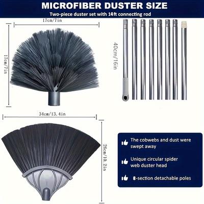 Extendable Spider Web Duster for Ceiling Cleaning Household Cobweb Remover Tool Dusting Brush for Roof Wall High Corners