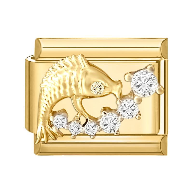 Gold Color Zircon Butterfly Moon Star Heart Italian Charm Link Fit 9mm Stainless Steel Bracelet Women Men DIY Making Gifts