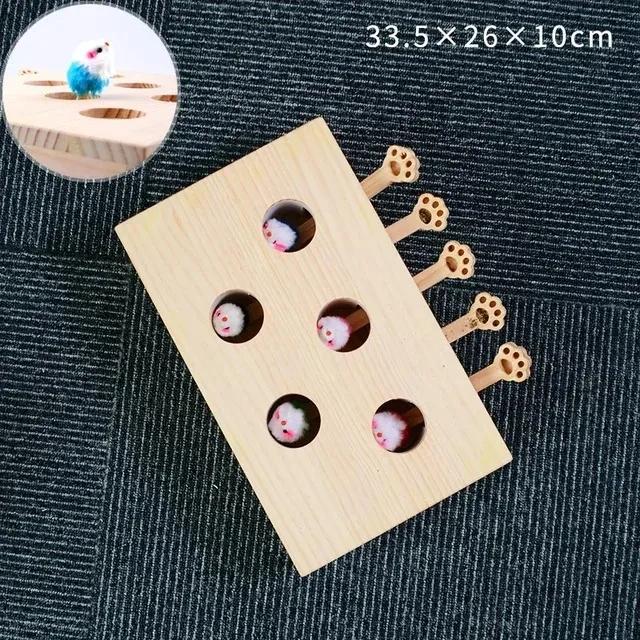 Cat Toys Solid Wood Toys for Indoor Cats Interactive Whack-a-mole Kitten Catch Mice Game Self Entertainment Cat Supplies