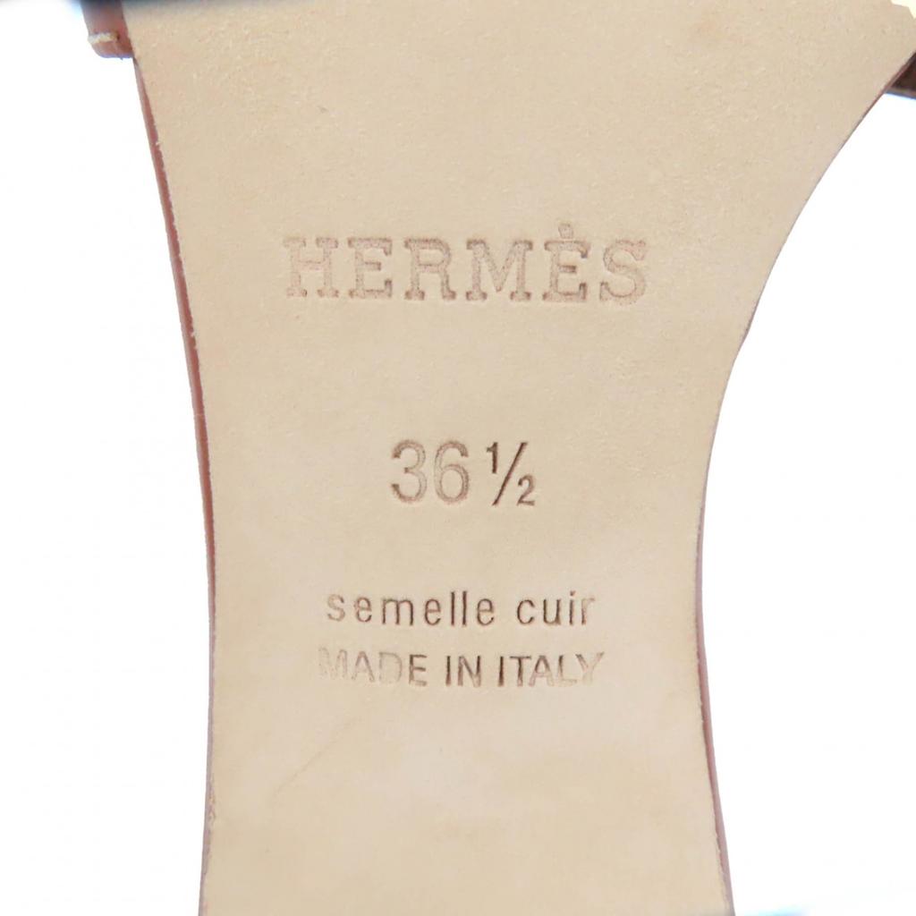 Pristine HERMES Mule Oasis H logo sandals Brown leather Women 36.5 071002Z Used