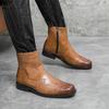 High Quality Casual Leather Boots Men Western Cowboy Leather Shoes Male Fashion Men's High Top British Outdoor Boots Shoes Male