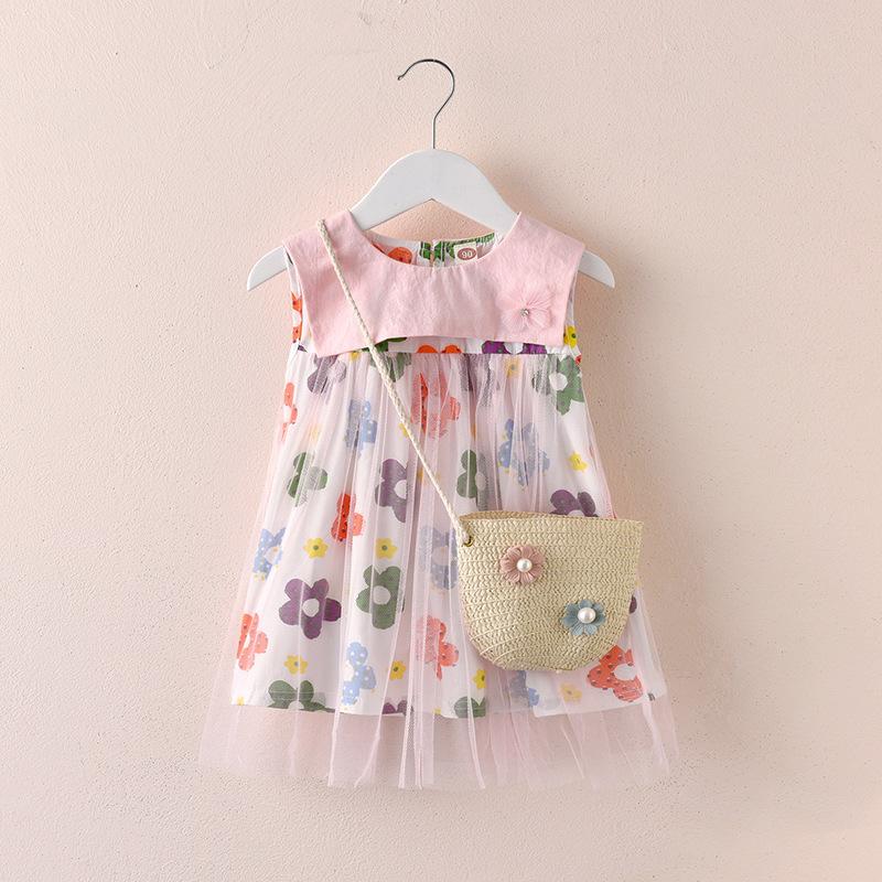 Summer Girls Princess Vest Dress Baby Toddler Sweet Sleeveless Dress Children Clothing Fashionable Party Wear 90cm
