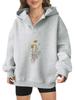 2025 new European and American Halloween women's hooded sweater front and rear pattern winter fleece loose casual