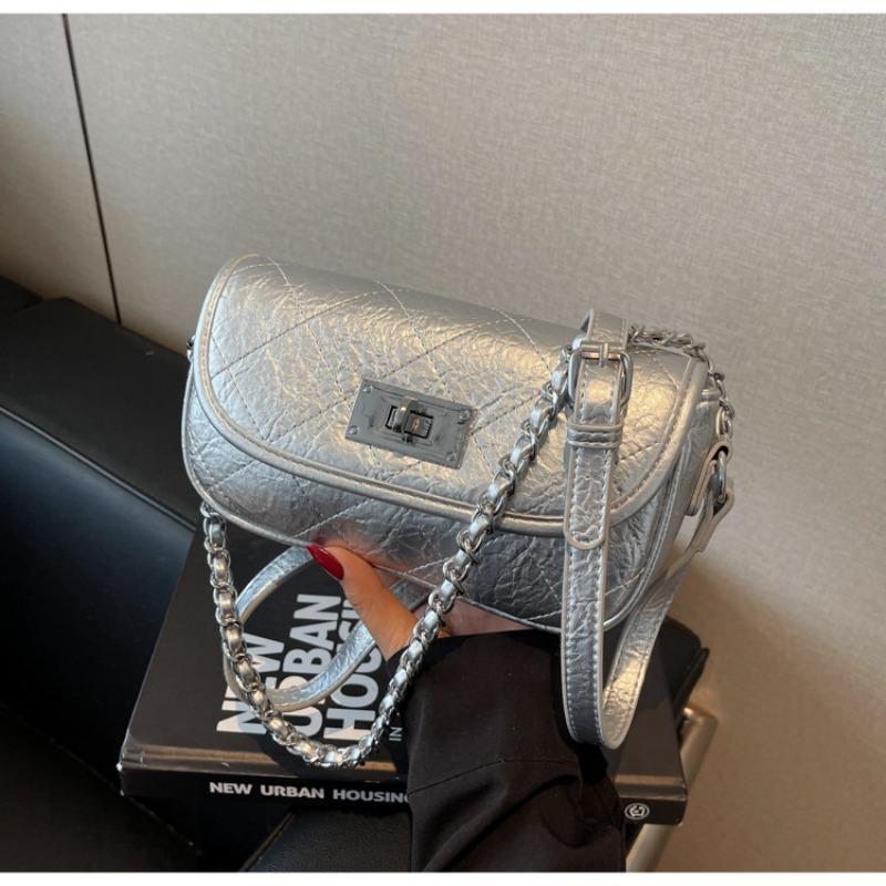 

Мини-сумка-цепочка женская новая универсальная высококачественная текстура нишевая серебристая сумка-мессенджер серебряный