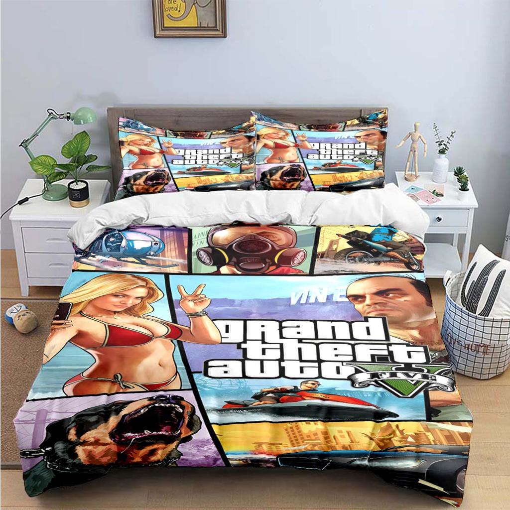 Fashion Classic Exciting Game G-GTA Print Bedding Sets Bed Supplies Set Duvet Cover Bed Comforter Set Bedding Set Luxury Gift