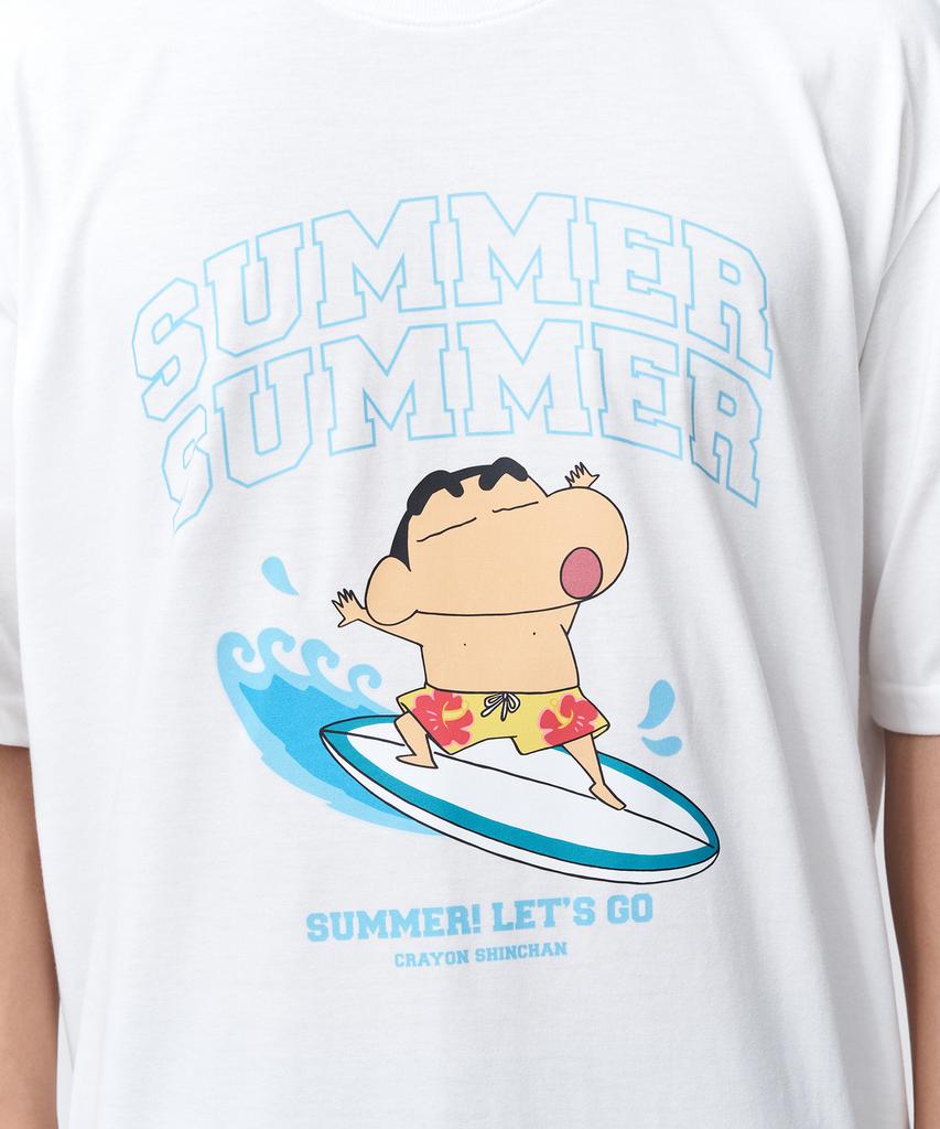 Daenkkomma Crayon Shin-Chan Surfing Time Crayon Shin-Chan Summer Short Sleeve T-Shirt