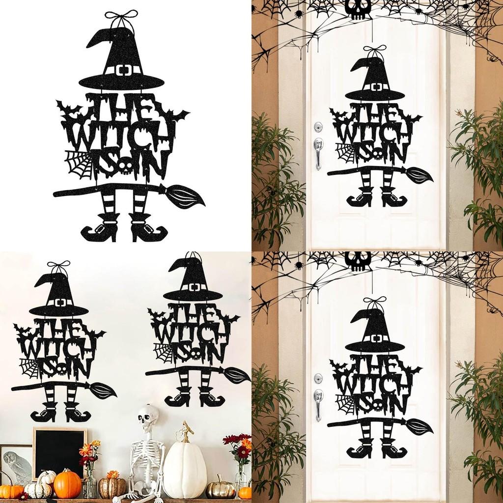 Halloween Witchthemed Door Decor With Paper Hanging For Ghost Festival And Party Setup