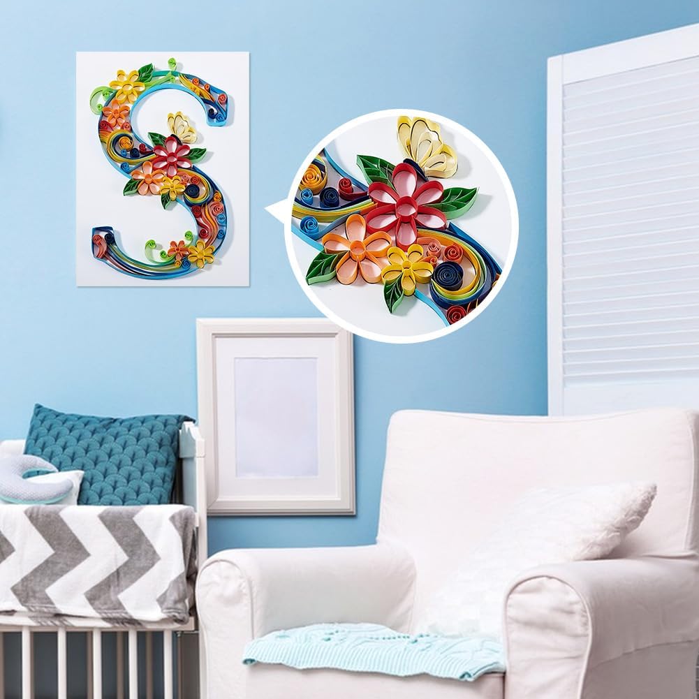 PH PandaHall Paper Quilling Kit, 360 Strips Paper Quilling Strips S Flower and Butterfly Paper Quilling Template Board Paper Quilling Patterns DIY