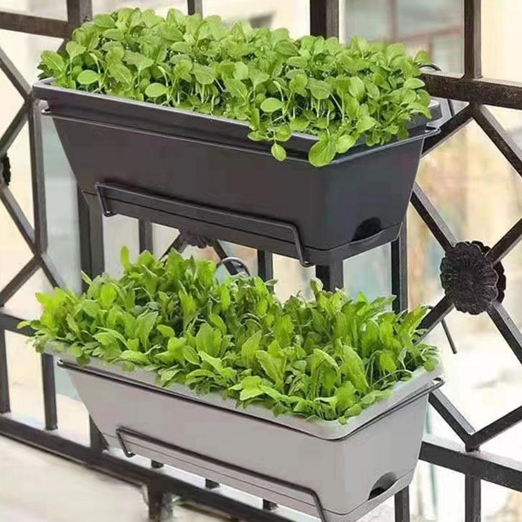 ABS Rectangular Flower Basket Sturdy And Durable Hanging Planter For Balcony Outdoor Gardener Plant