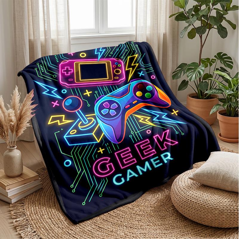 Neon Gaming Ausrüstung Thema Decke Leicht Warm Flanell Decke Dekorative Überwurfdecke für Hausdekoration