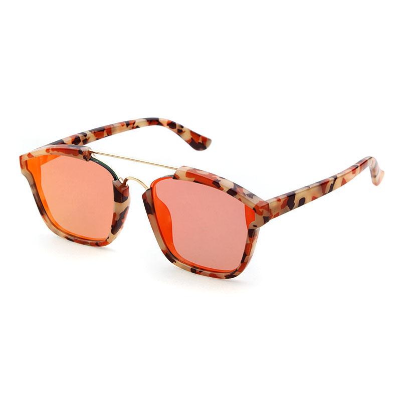 Fashion Pilot Flat Top Sunglasses Men Vintage Square Film Mirror Blue Lens UV400 Protection Stylish Eyewear