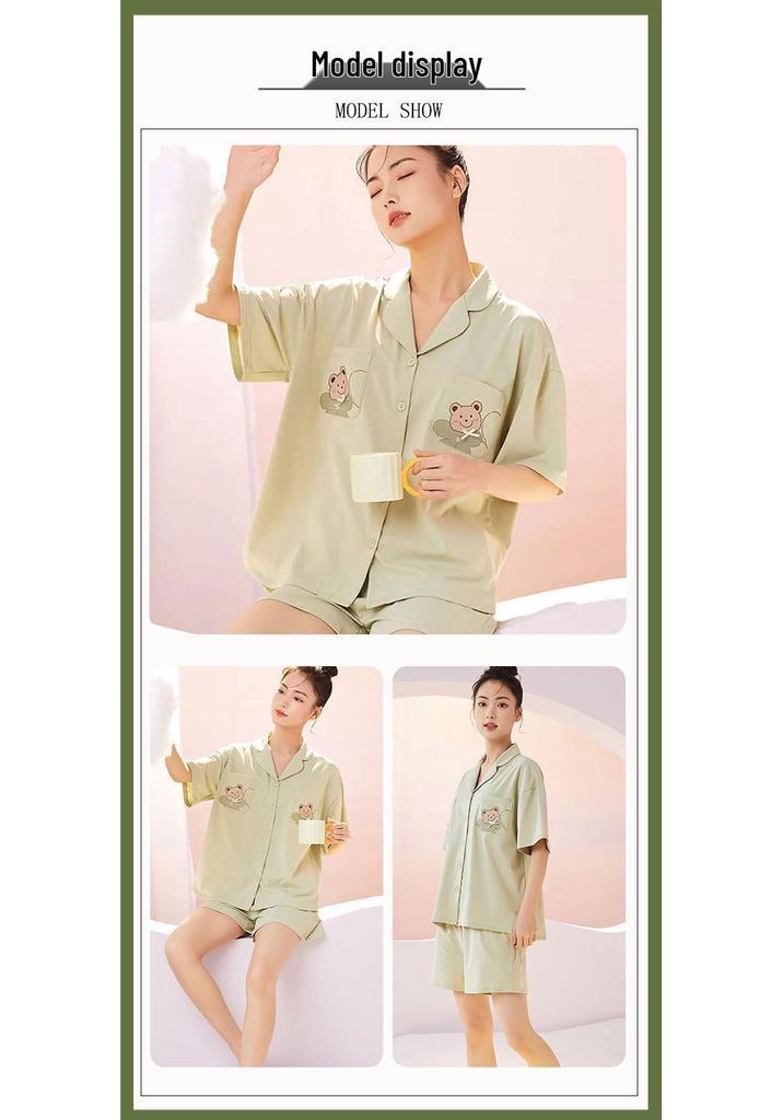 Women’s Cute Cotton Short Sleeve Pajama Set - Summer Style