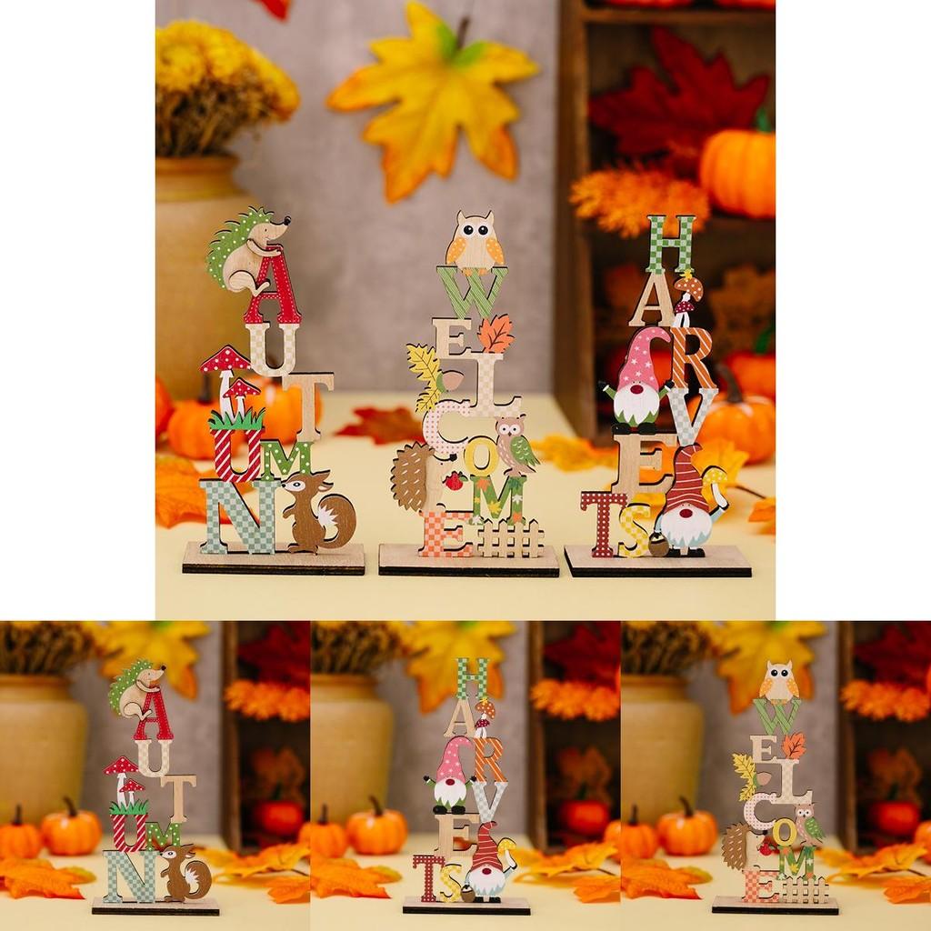 Season Delightful Harvest Owl And Squirrel Wooden Display Piece For Celebrations Thanksgiving