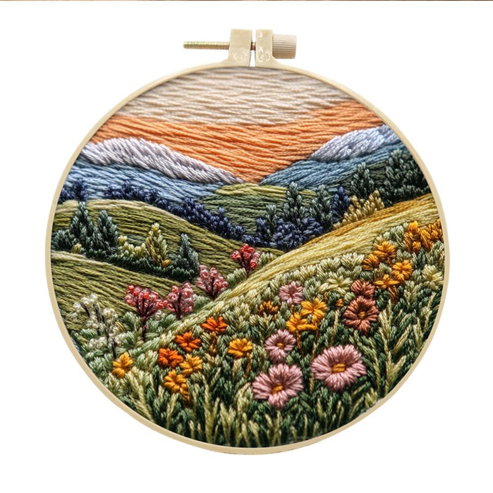 Mountain and Moon Landscape Embroidery Kit Handmade Gift Home Decoration Cross Stitch with Scenery Pattern Sewing accessories