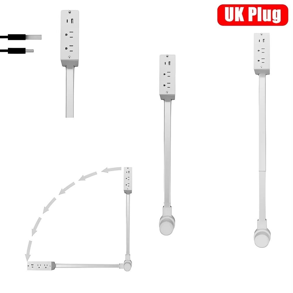 Flat Plug Power Outlets Extender Adjustable Length Wall Outlet Expander  Behind Desk