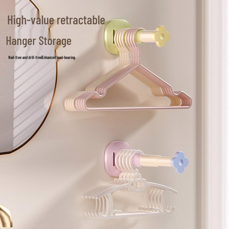 Wall-Mounted Retractable Clothes Hanger Rack - No Punch, No Trace Organizer for Home Balcony