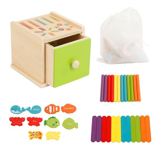 1 Set Wooden Color Sorting Toy Fine Motor Skills Color Matching Cup Box Toddler