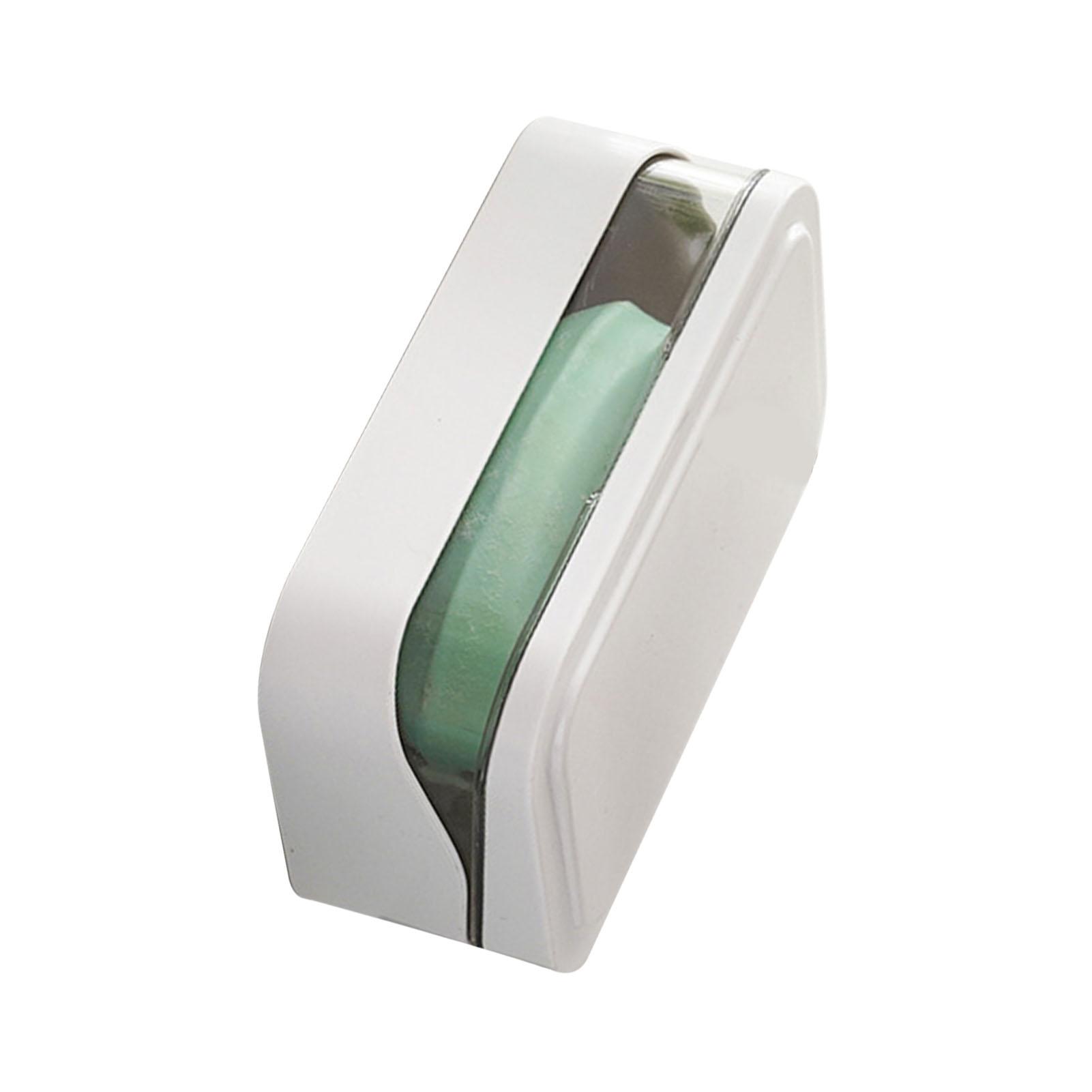 

Soap Box PP Removable Drainer Portable Soap Dish Holder Container with Lid Cover for Kitchen Bathroom Travel White білий