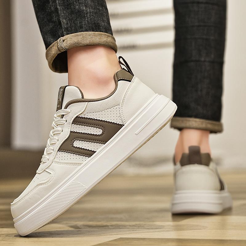 New autumn leather punching breathable board shoes youth style thick sole wear-resistant casual shoes