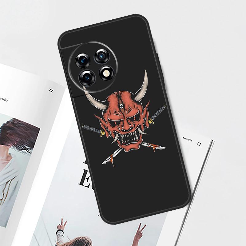 

Japanese Samurai Oni Mask Case For OnePlus Nord CE 5 2 3 4 Lite N30 OnePlus 11 12 13 15 13T 13R 10T 12R 9 10 Pro Cover OnePlus 15