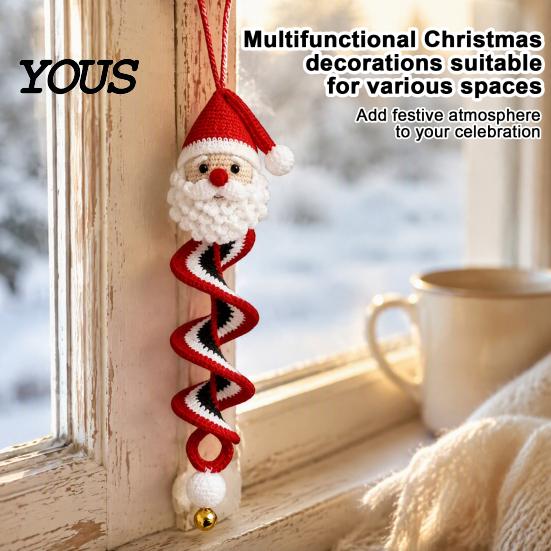 Winter Hobby Kit Crochet Doll Spiral Ornament DIY Kit, Holiday Craft Set with Snowman Pattern Soft Yarn, Beads, Christmas Tree Hanging for Window Wall