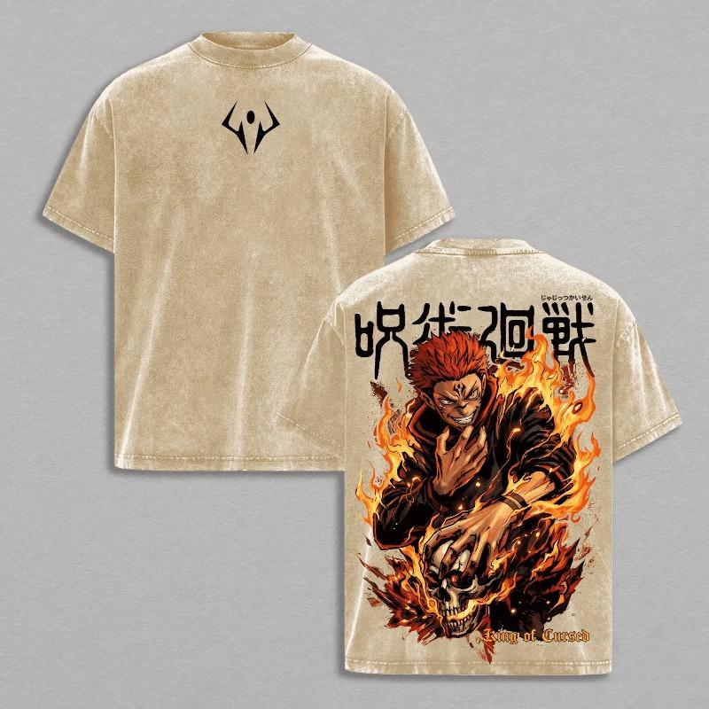

Ryomen Sukuna Jujutsu Kaisen T Shirt Men Women Clothing Anime Washed Oversized T-shirt Short Sleeve Pure Cotton Tees Tops XXL коричневий